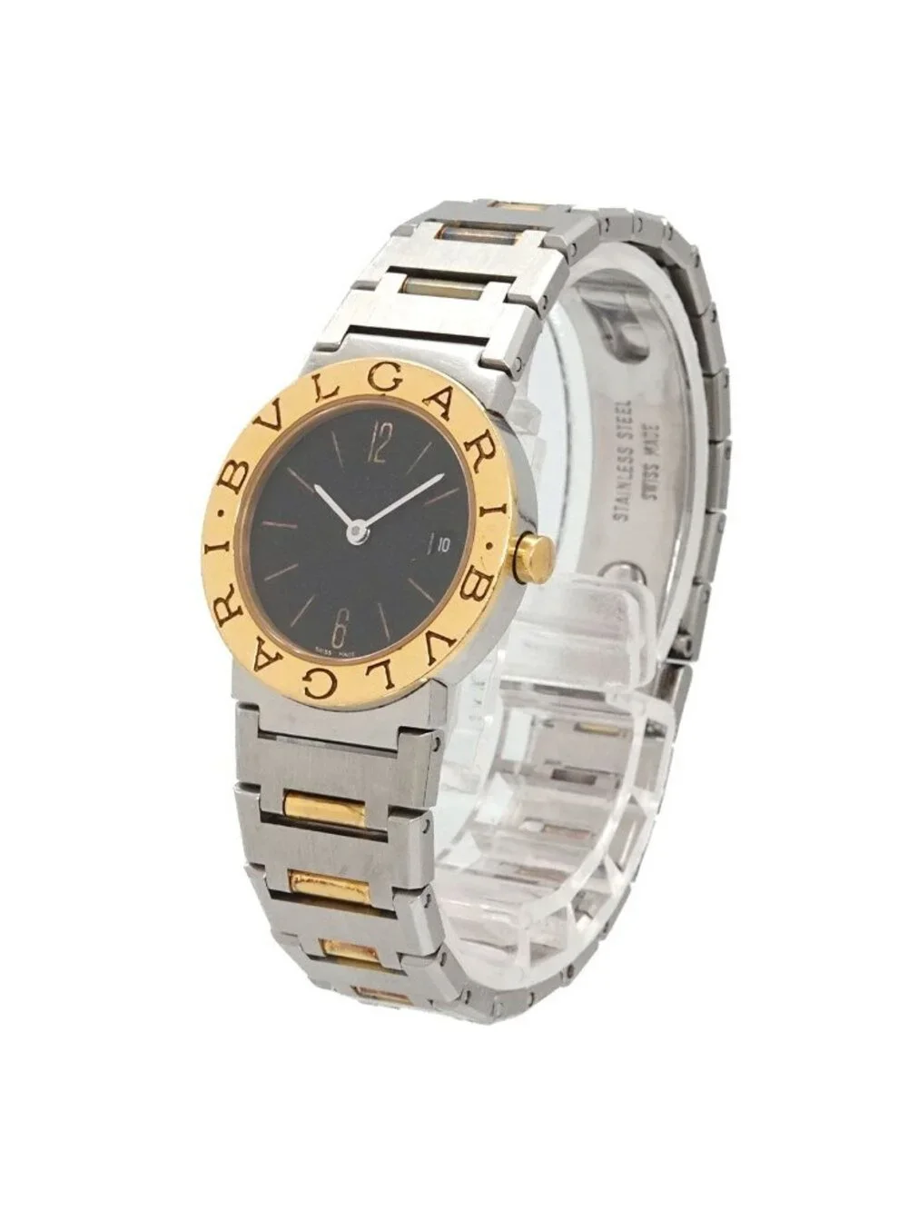 Bvlgari Watch Date Black YG Quartz